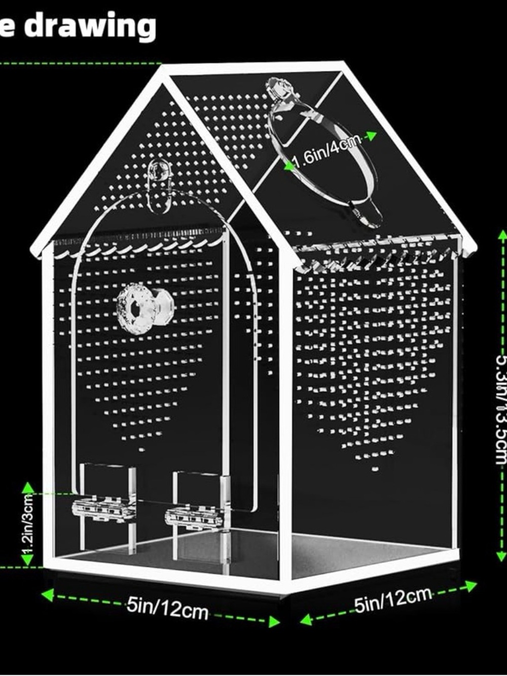 Clear Acrylic House-Shaped small pet enclosure - Picture 2 of 9